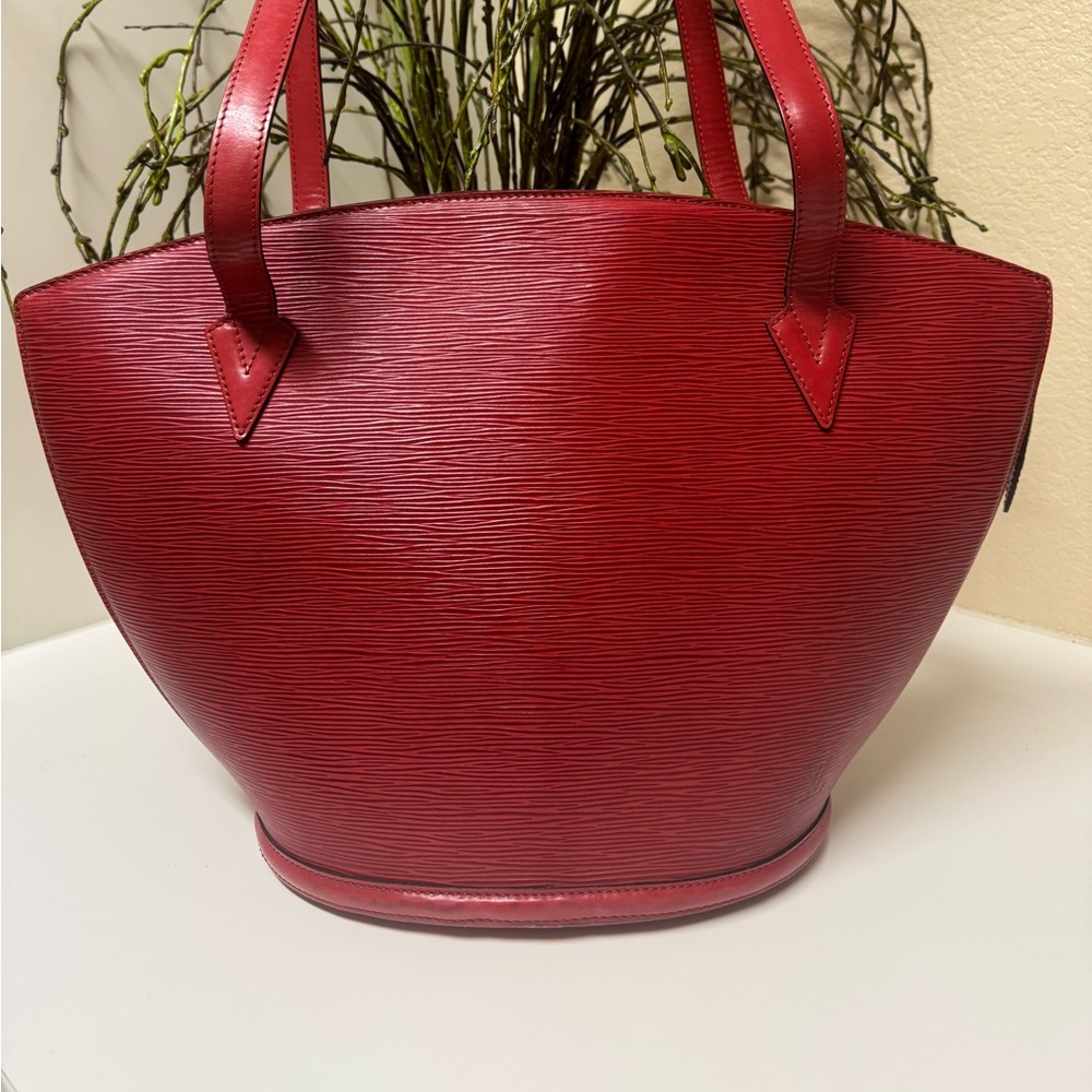 LOUIS VUITTON Epi Saint Jacques Poignees Long Hand Bag Red